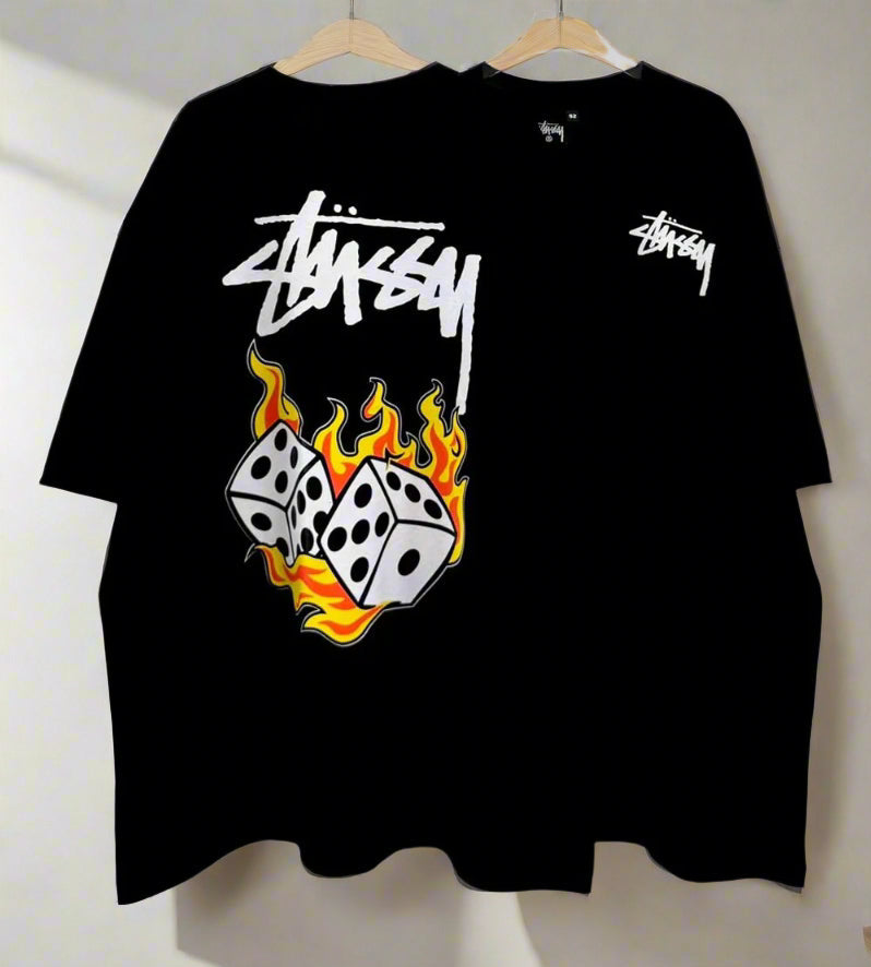 Stussy (Fire Dice) POM, Casual T-shirt, Unisex
