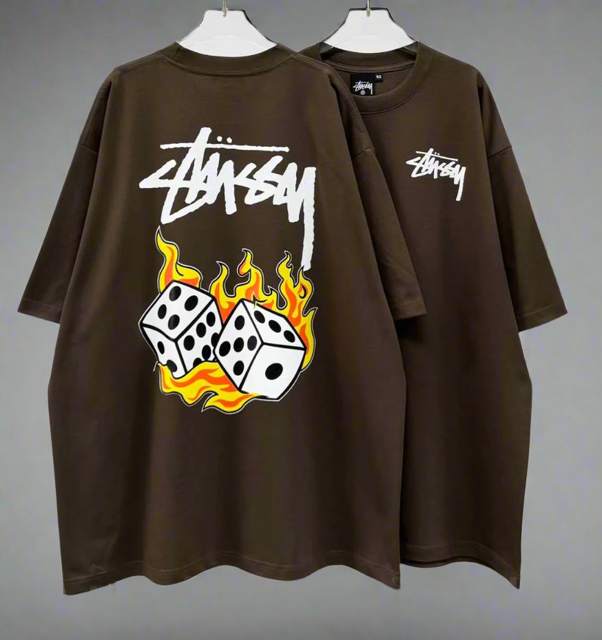 Stussy (Fire Dice) POM, Casual T-shirt, Unisex