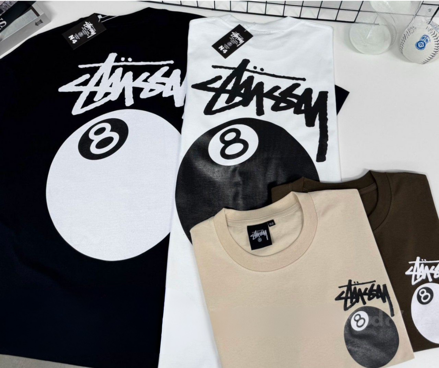 Stussy (8 Ball Pool) POM, Casual T-shirt, Unisex