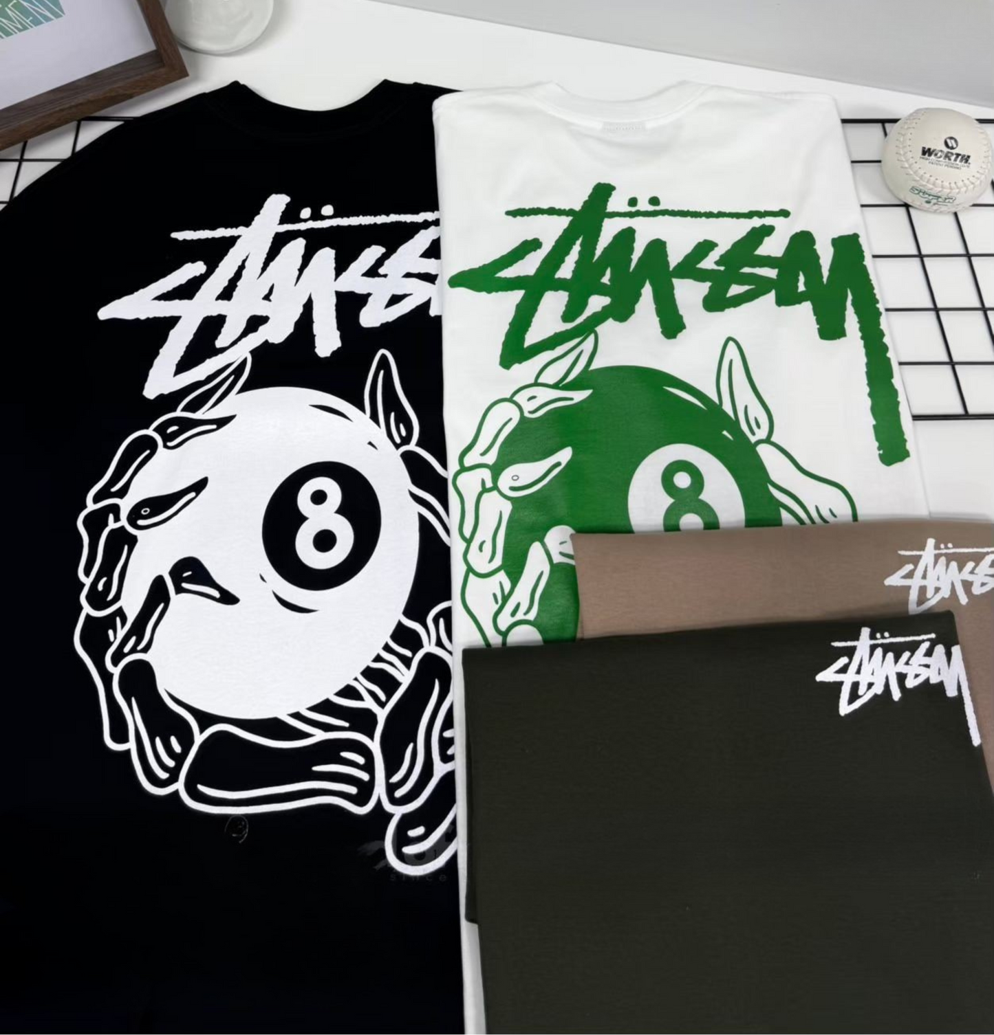 Stussy (8 Ball Pool) POM, Casual T-shirt, Unisex