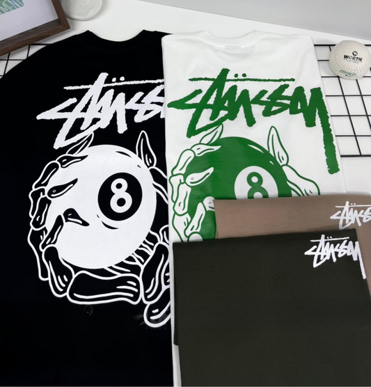 Stussy (8 Ball Pool) POM, Casual T-shirt, Unisex