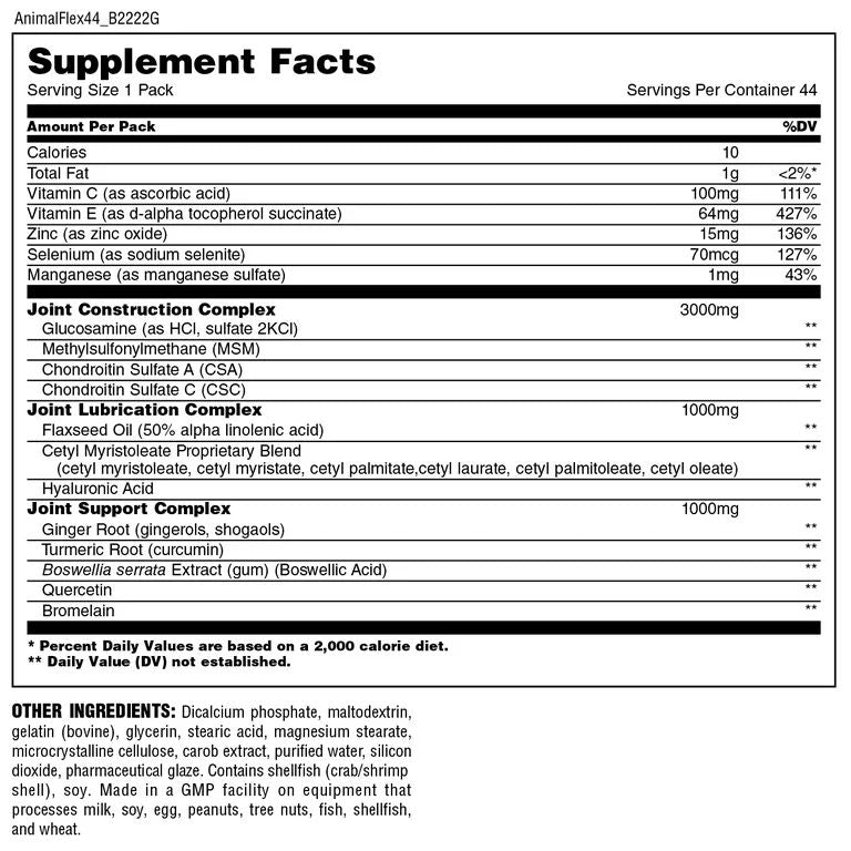 Universal Nutrition Animal Flex, 44 Packs